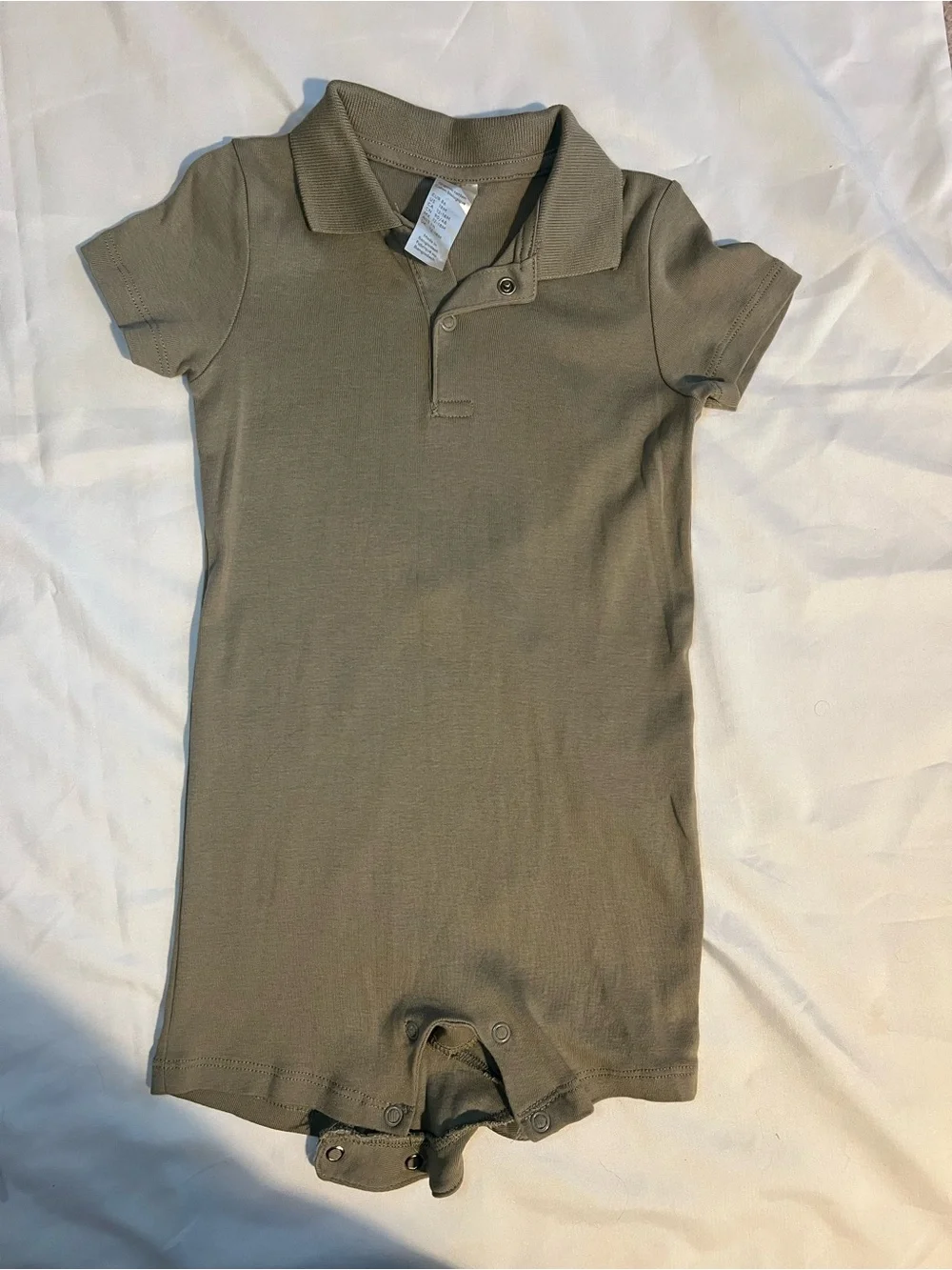 H&M Cotton Jersey Polo One-Piece Romper in Light Taupe Size 18 Months